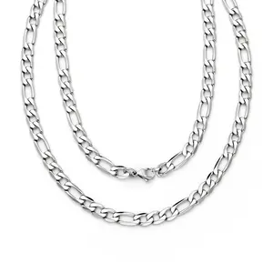 8MM Solid Men's Stainless Steel Figaro Chain Necklace 24"