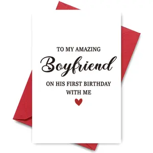 Boyfriend Birthday Greeting Card with Envelope, Tearable Greeting Cards, 1/3/50pcs Boyfriend on His Birthday Letter Pattern Greeting Card, Gift for Boyfriend, Couple Party Cards, Custom Message Card