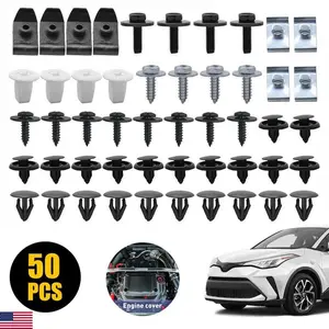 50PCS Toyota Lexus Body Bolts U-Nut Clip Set M6, for Engine Splash Shield Guard Under Cover Bumper Fender Metal Plastic Fasteners