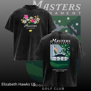Masters Amen Corner Floral Vintage Washed T-Shirt, Augusta National Golf Club Graphic Tee, Retro Acid Wash Black Shirt, Golf Lover Gift, Spring Flower Golf Shirt, Unisex Casual Streetwear Tee
