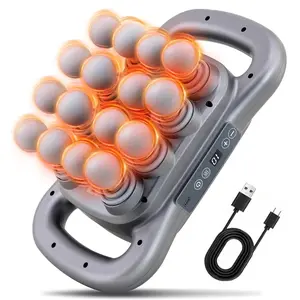 16 Head Massage Gun Set, Deep Tissue Percussion Massager, Electric Massage Tools with 9 Styles & Levels, Grey