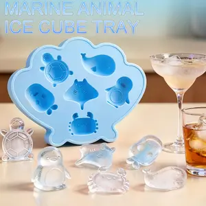 Mini Marine Animal Ice Cube Mold, Cute 3D Ice Cubes for Drinks, Parties, Gifts, Fun Ice Molds for Summer Beverages, Ice Cube Tray, Home Bar Accessories