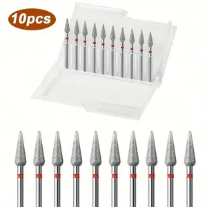 10pcs Diamond Nail Drill Bit Set for Acrylic & Gel - Professional Manicure and Pedicure Tools, Includes Cuticle Remover, Odorless, Perfect for Home Salon Use, Nail Grinding Tool, Manicure Nail Kit