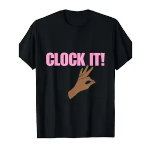 Clock It 100% T-Shirt Pink Text with OK Hand Sign Graphic Casual Round Neck Short Sleeve Tee Perfect for Trendy Streetwear And Confident Statements Plus-Size T-Shirt summervibes