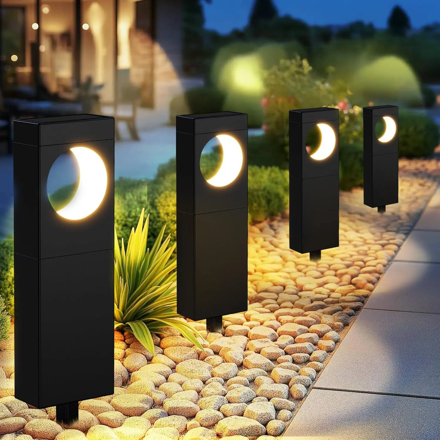 Solar Pathway Lights, Upgraded Solar Landscape Lights, Anti Glare Outdoor Walkway Lighting, Black, 3000K Warm White