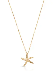 Ettika Starfish Luxe Pendant Necklace 18k Gold Plated Zinc Brass Cubic Zirconia 29.5" Chain with 5" Extender Clasp