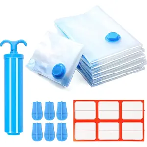 Pack of 6 Vacuum Bags for Clothes, Vacuum Bags, Clothes, Reusable Compression Bags, Travel Bags for Clothes, Travel, Luggage Organiser