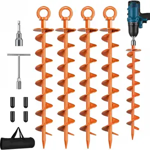 【Father's Day Gift】Ground Anchor Screw in Spiral Trampoline Anchors with Nut and Tool Swing Set Anchors Tent Stakes High Wind Heavy Duty for Sheds Carports Mobile Home Camping Tent Waterproof heavy-duty
