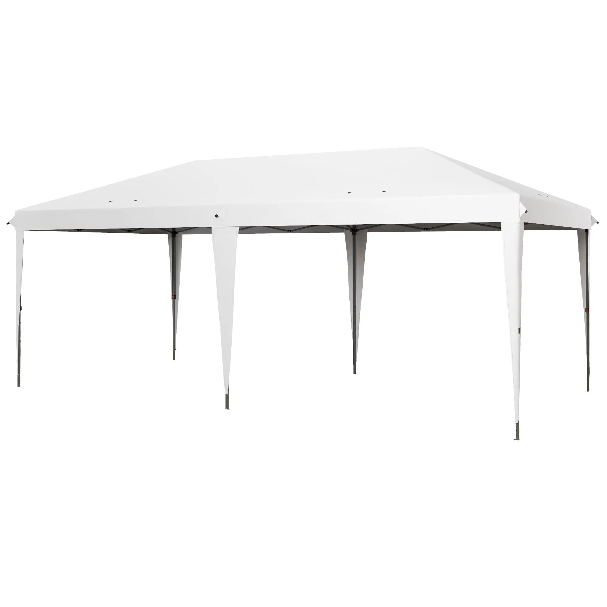 White Pop Up Party Tent 19.2 Foot Long Truss Reinforced Roof 1.25 Inch Powder Coated Steel Pipes 3 Height Adjustable Legs for Camping Farmers Market