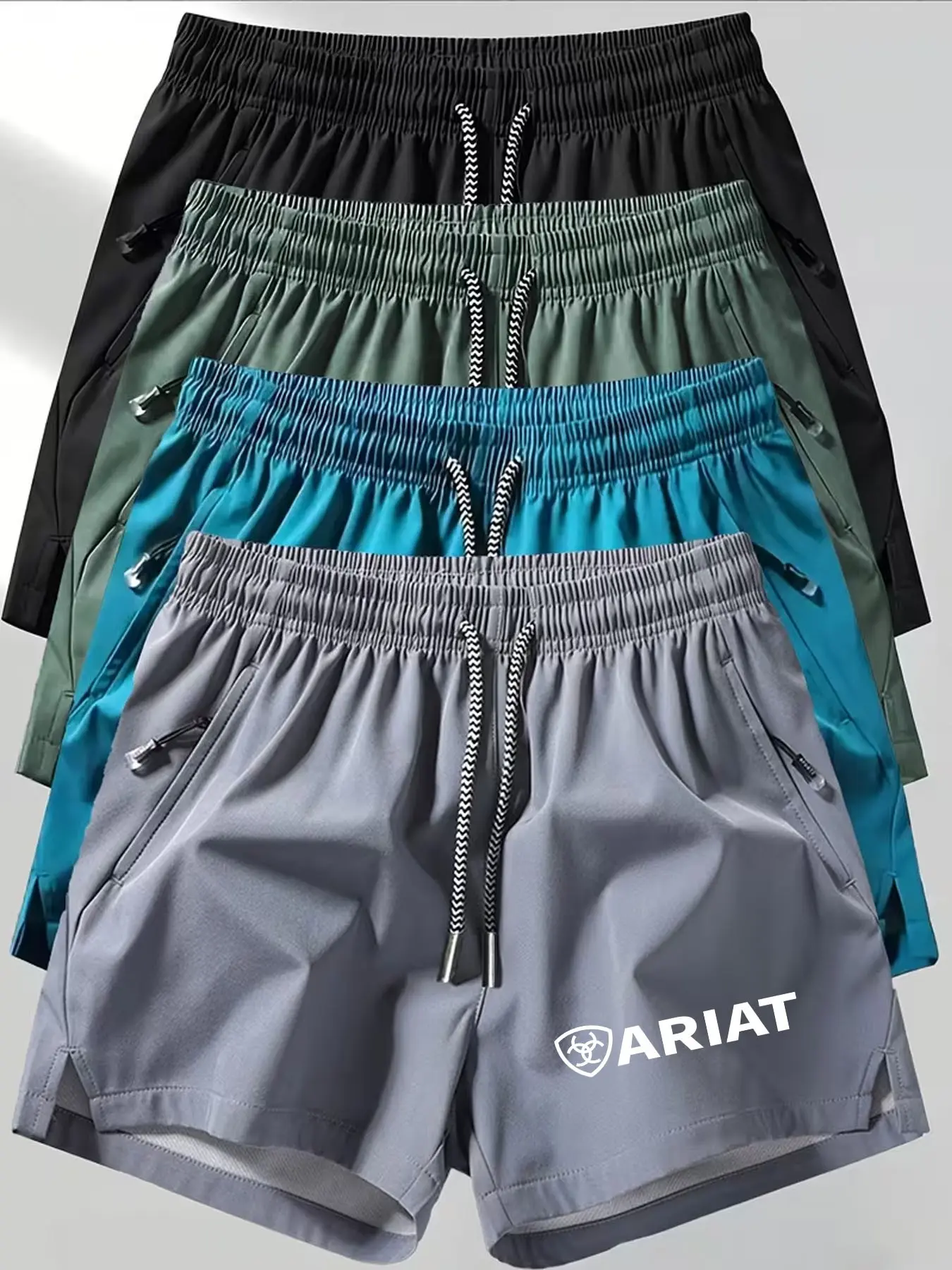 Ariat Multicolor Sporty Shorts, Summer Vacation, Simple Brand Print, Ice-Feel Breathable, Unisex Fashion
