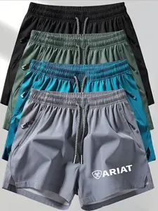 Ariat Multicolor Sporty Shorts, Summer Vacation, Simple Brand Print, Ice-Feel Breathable, Unisex Fashion