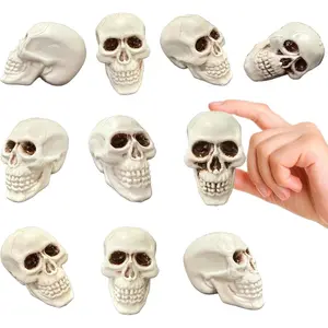 10 Pcs Plastic Skull Heads for Halloween Party Decorations Small Mini Skeleton Head Skulls Model Home Decor