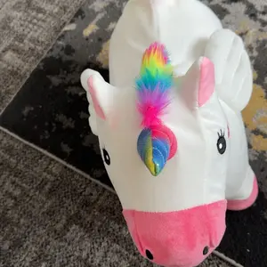 iPlay, iLearn Bouncy Pals Unicorn Horses, Toddler Girl Bouncing Animal Hopper, Inflatable Plush Hopping Toy, Outdoor Indoor Ride on Bouncer, Baby First Birthday Gift  3 - 12 Year Old Kid