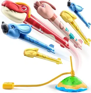 Dinosaur Rocket Launcher - 6 Dino Rockets, Launch up to 100 ft, Fun Outdoor or Indoor Kids Toy for Boys & Girls Age 3-7, Dinosaur Toy, Birthday Gift for Kids Age 4-8