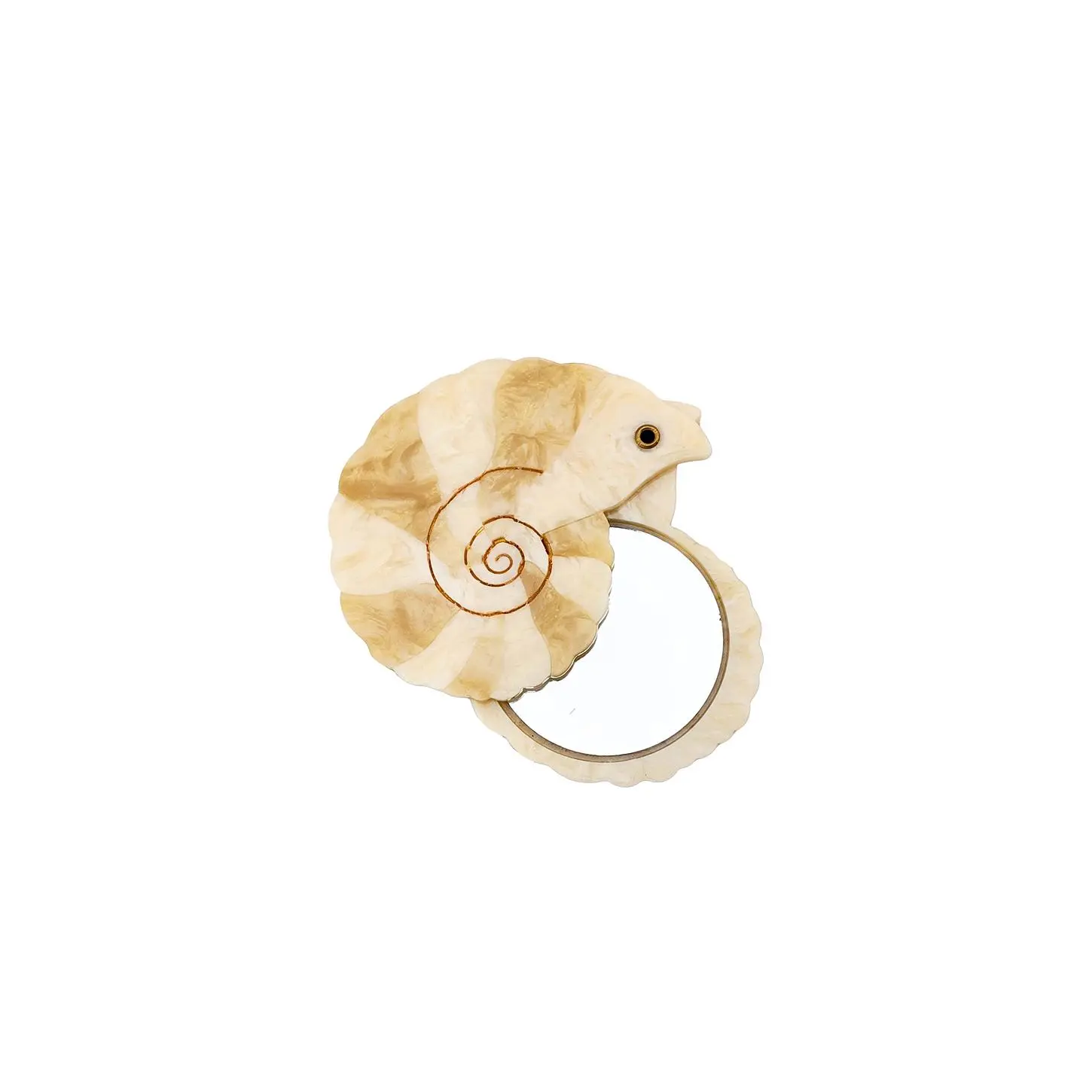 Solar Eclipse Hand-painted Spiral Shell Compact Mirror