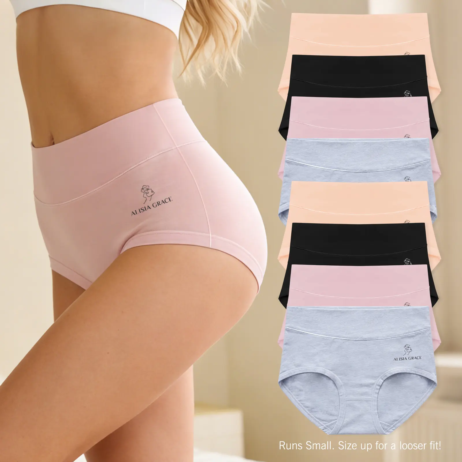 Women's Mid-High Waist Underwear in Muti-packs: 8pcs, 4pcs; - Hipster Style, Full Coverage Soft Ladies Briefs , Womenswear, Fit Breathable Everyday Cotton Underwear Solid Seamless Panties (Size Up)