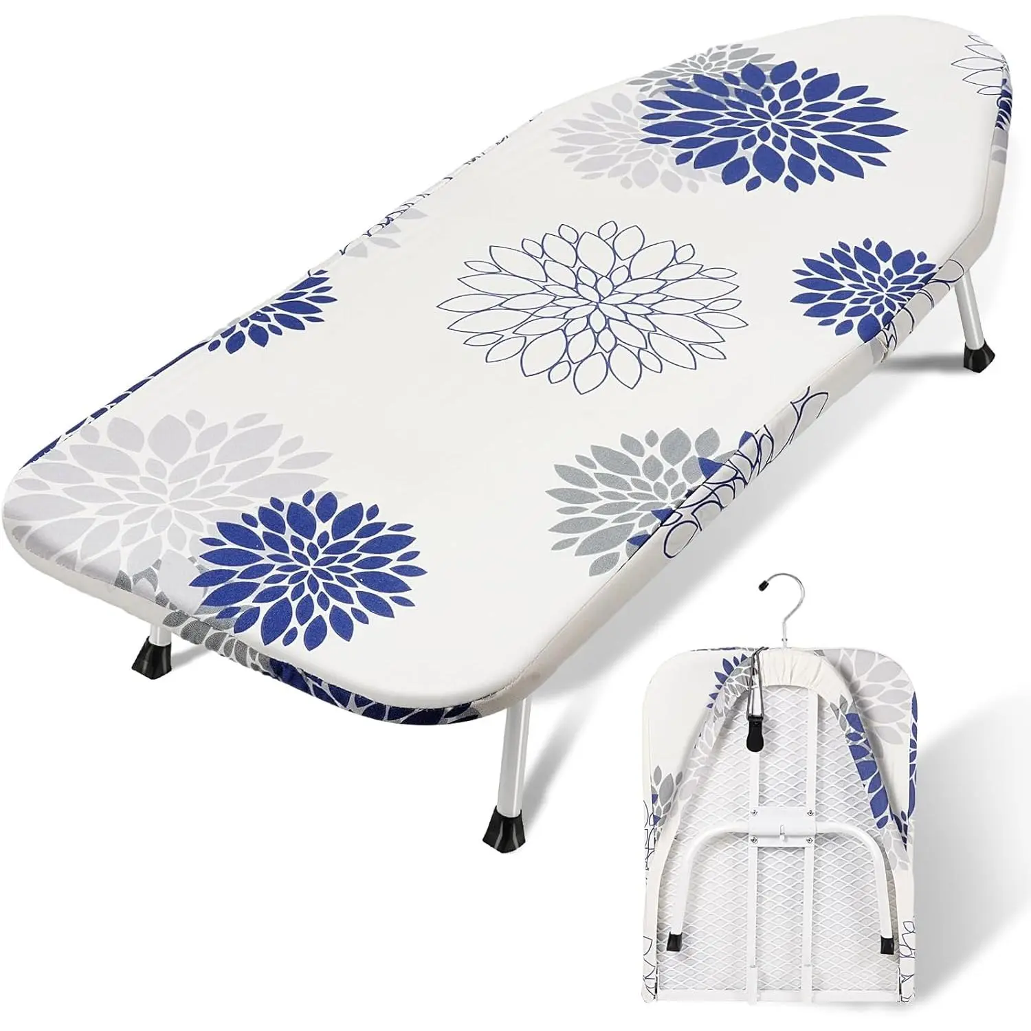 Tabletop Ironing Board 12"x32",Small Ironing Boards with Heat Resistant Cover Pad,Portable Tabletop Ironing Board with Non-Slip ,Mini Folding Iron Board for Household Laundry,Dahlia