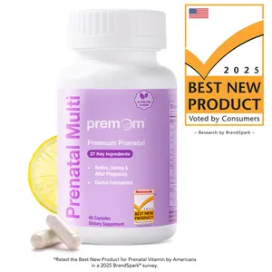 Premom Prenatal Multivitamin for Women: 27 Ingredients with Methyl Folate 680mcg & Choline, Iron - Fertility Supplements, Traceable, Vegan