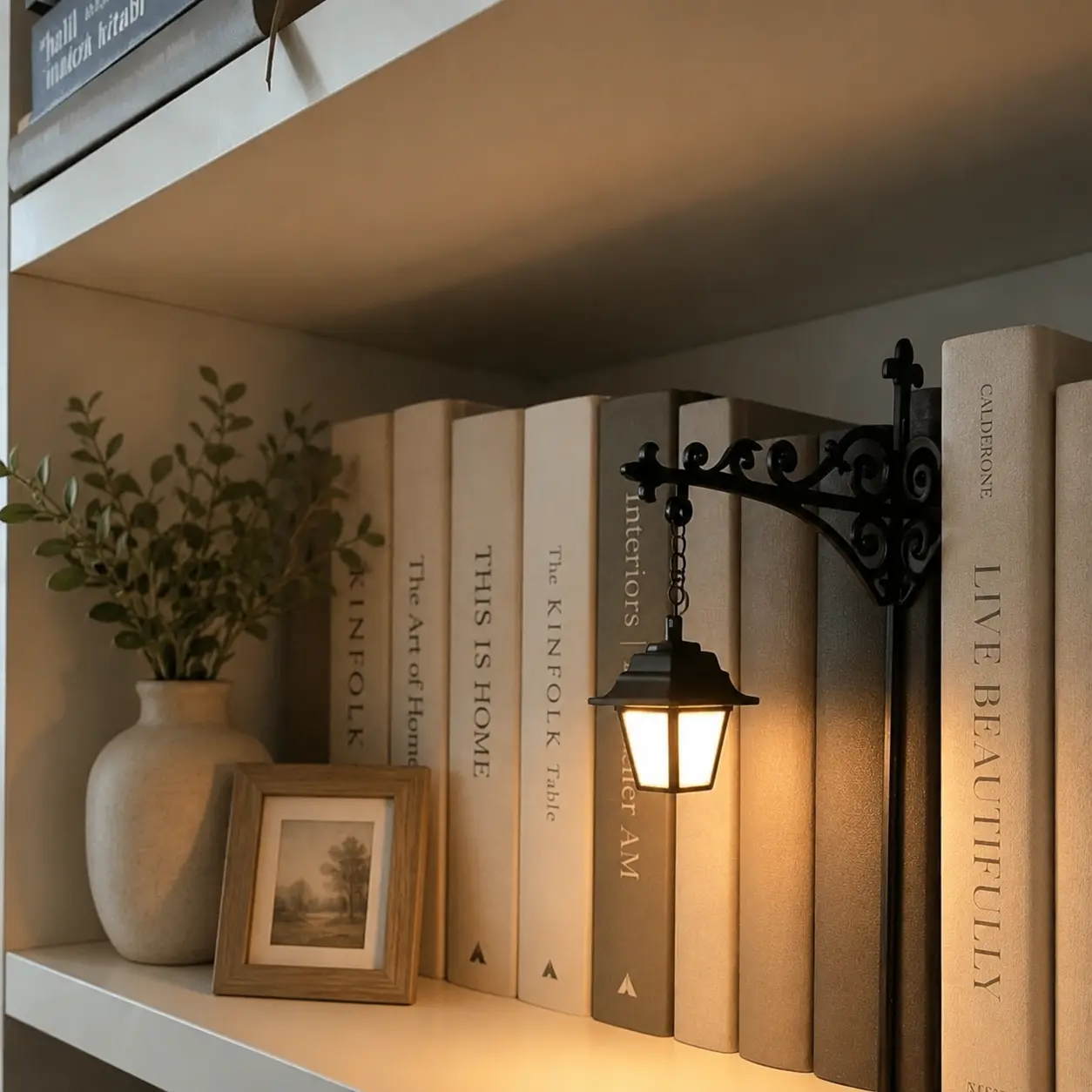 Library Lantern-Decorative Bookshelf Lighting, Miniature Hanging Shelf Lamp, Warm LED Nightlight, Reading Nook Literary Decor,Halloween decorations