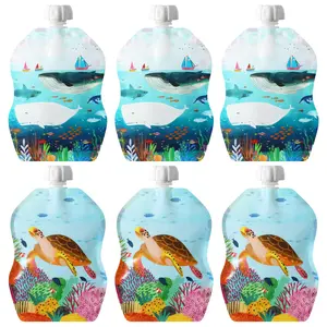 SnakPack Reusable Food Pouch - 6 CT | 8 oz SeaLife