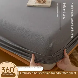Single Bed Sheet Simple Style Bedding Mattress Protector Embossed Craft Suitable for Dormitory Bedroom, Essential Home Textiles, Soft Breathable Sheet