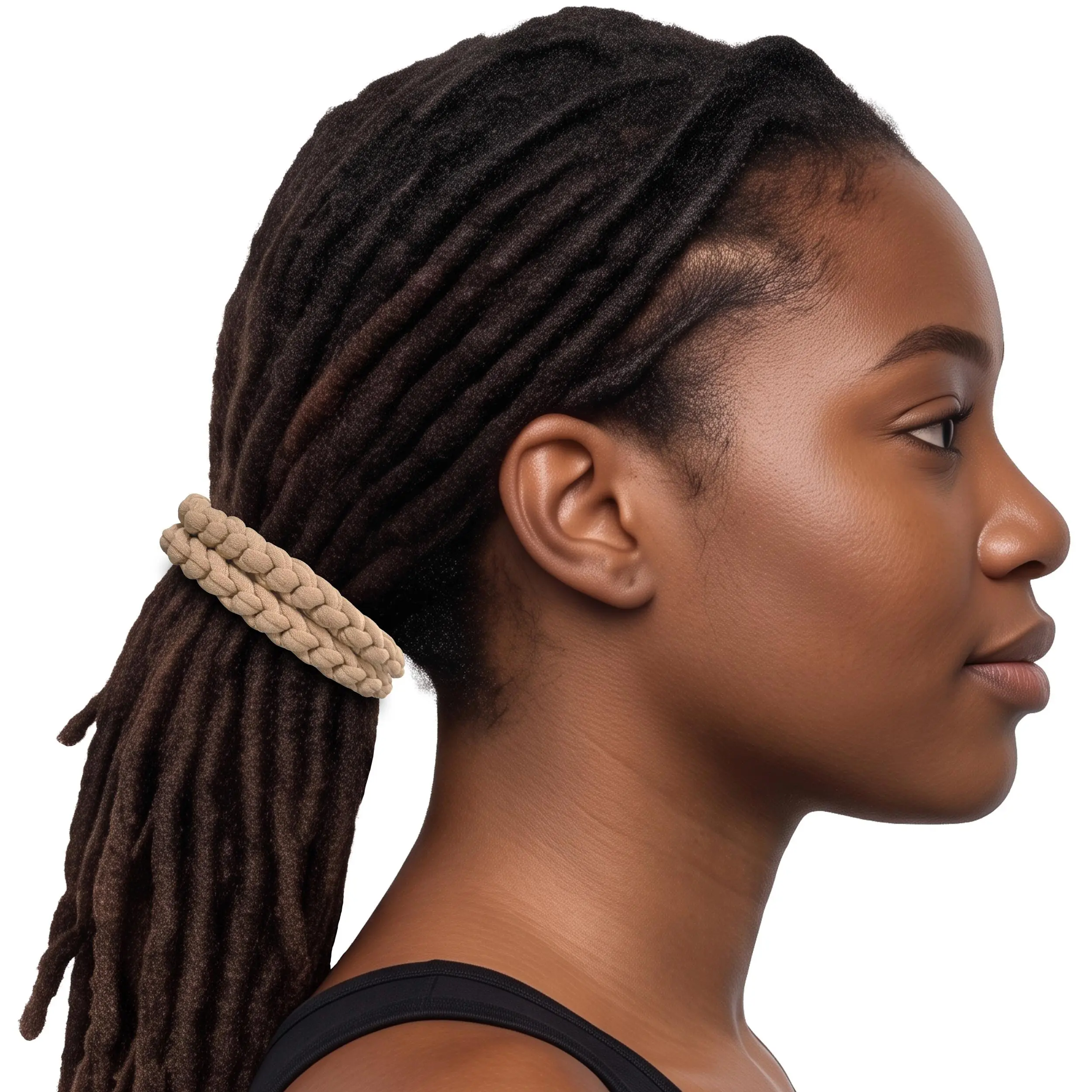 Hair Ties Jumbo 2-Pack Soft & Silky for Thick Hair Braids Dread Locs Super Strechy Made in the USA Beige