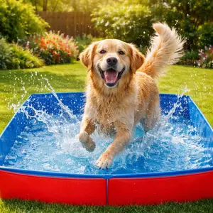 Pet square folding, summer pool bath, pet swimming pool, pet foot wash basin, cat litter pool, suitable for cats and dogs to play indoors and outdoors, Foldable Swimming Pool