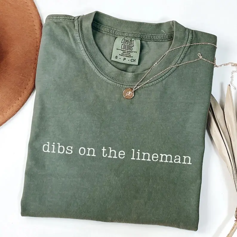 Dibs on the Lineman Shirt, Lineman Girlfriend T-shirt, Comfort Colors Lineman Wife Shirt, Lineman Girlfriend Gift