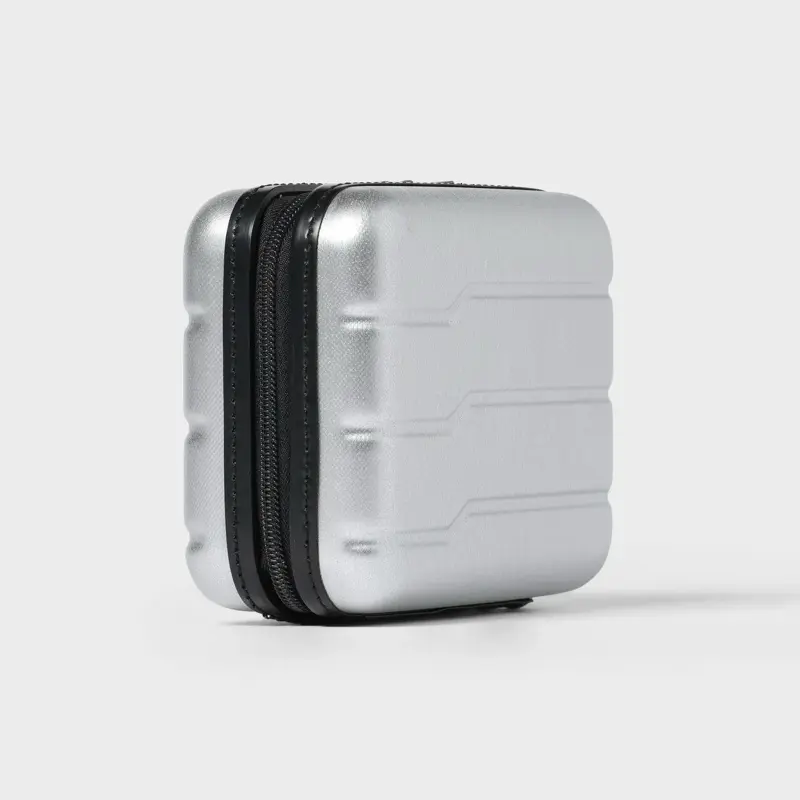 Compact Hard Plastic Tech Storage Case with Black Zipper, Home Organizer for Tech Gadgets