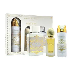 Lattafa Badee Al Oud Honor & Glory Gift Set - Eau de Parfum 3.4oz, Hair Spray 1.6oz, and Body Spray 6.7oz - Luxurious & Lasting Scent