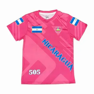 Nicaragua Pink Soccer Jersey - Official Team 505 Design with National Flag and Logo
