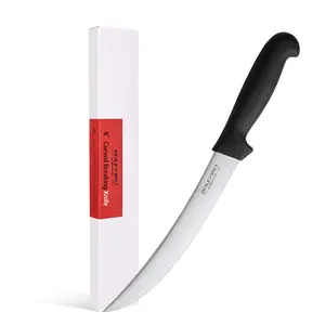 BOLEXINO 8 Inch Curved Breaking Butcher Knife With Ergonomic Handle, Good Sharpness For Meat Steak Cutting Slicing, High-Carbon Japanese Stainless Steel