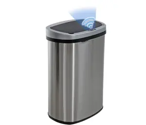 Premium 13 Gallon Automatic Trash Bin Touchless Stainless Steel Silver Finish with Advanced Sensor Technology
