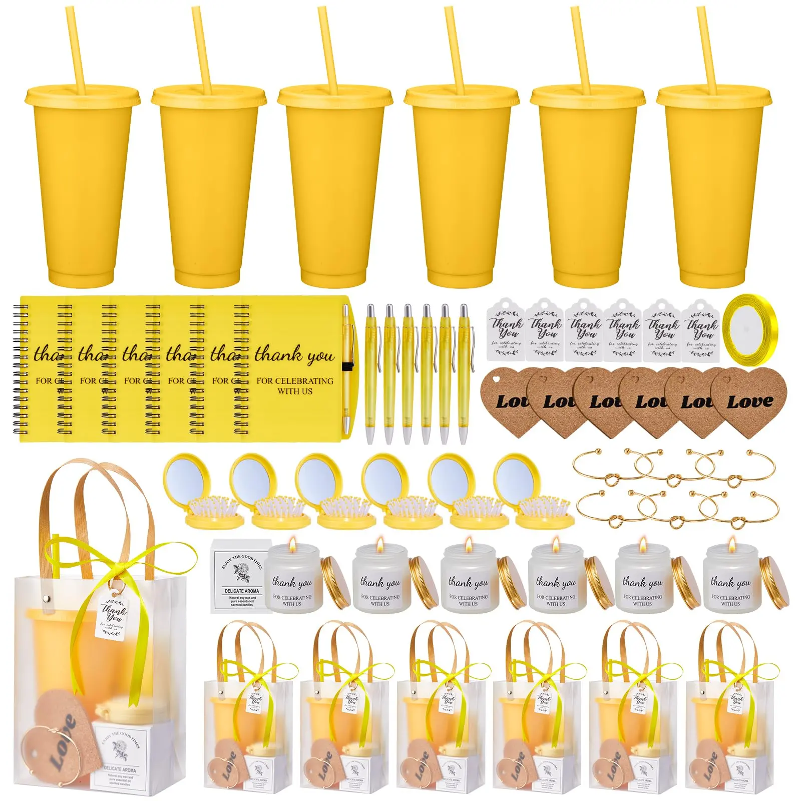 56Pcs DIY Baby Shower Prize Set - Pastel Goody Bag Stuffers Loot Pack with Tumblers, Candles, Party Bag Fillers & Party Favors Assortment (Multi-Color Options)