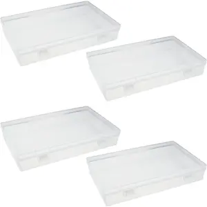 4 Pack Rectangular Clear Plastic Storage Containers Box with Hinged Lid for Beads and Other Small Craft Items 7.87 x 4.72 x 1.38 inch