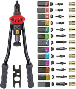 16"Hand Rivet Nut Tool,Rivet Nut Setter Kit with 13 Mandrels(M3 M4 M5 M6 M8 M10 M12 SAE 8-32,10-24, 1/4-20, 5/16-18, 3/8-16,1/2-13)And 125 PCS Rivets Nuts