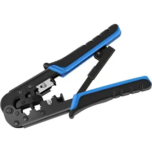 RJ45 Crimp Tool for Cat5 Cat5e Cat6, RJ-11, 6P/RJ-12, 8P/RJ-45 Crimp, Cut and Strip RJ45 Crimping Tool, Portable Ethernet  Networking Tools(Non-Pass Through Type)