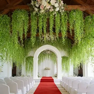 314.96-inch 8pcs Artificial Weeping Willow Hanging Decor, Artificial Faux Plants, Plastic Plant with Green Leaves and Vine, UV Resistant, Spring/Summer Decoration, Dangling Design, No Power Needed for Outdoor/Indoor Door, Wall, Window Hanging