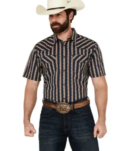 Gibson Trading Co Men's Belmont Striped Short Sleeve Snap Western Shirt - Gmsu24w29-Nvy
