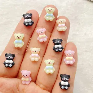 50 Cute Resin Mini Cartoon Bow Bear Decorations, Perfect for Nail Art, Diy Nails, Scrapbooking, DIY Crafts, Jewelry Making Theme Decor