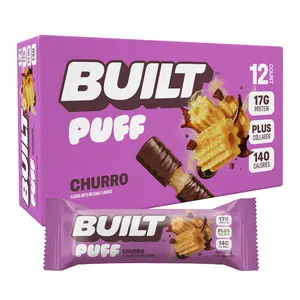 BUILT Bar Puff Protein Bar, Churro, Protein Packed Snack, 12 Count Box