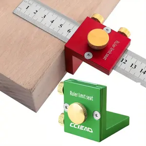 Steel Ruler Scribing Positioning Block, Woodworking Scribe, Adjustable Aluminum T Scriber Marking Stop, Craftsman DIY Manual Tool, Measuring Ruler