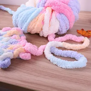 Gradient Color Thick Chenille Yarn, Chunky Yarn, 250g x 2 Hand Knitting Yarn, Crochet Yarn for Handmade Bag, Hat, Blanket, Pillow, Seat Cushion, Cat Bed, Hand Woven