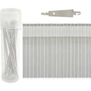 50 Pack Size 22 Round Head Cross Stitch Needles with Free Needle Threader & Plastic Case - Blunt Tip Embroidery Needles for Tapestry, Sewing, Crafts(67249)