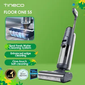 Tineco FLOOR ONE S5 Smart Cordless Wet-Dry Vacuum Cleaner and Mop for Hard Floors, Digital Display, Long Run Time, Great for Sticky Messes and Pet Hair, Space-Saving Design