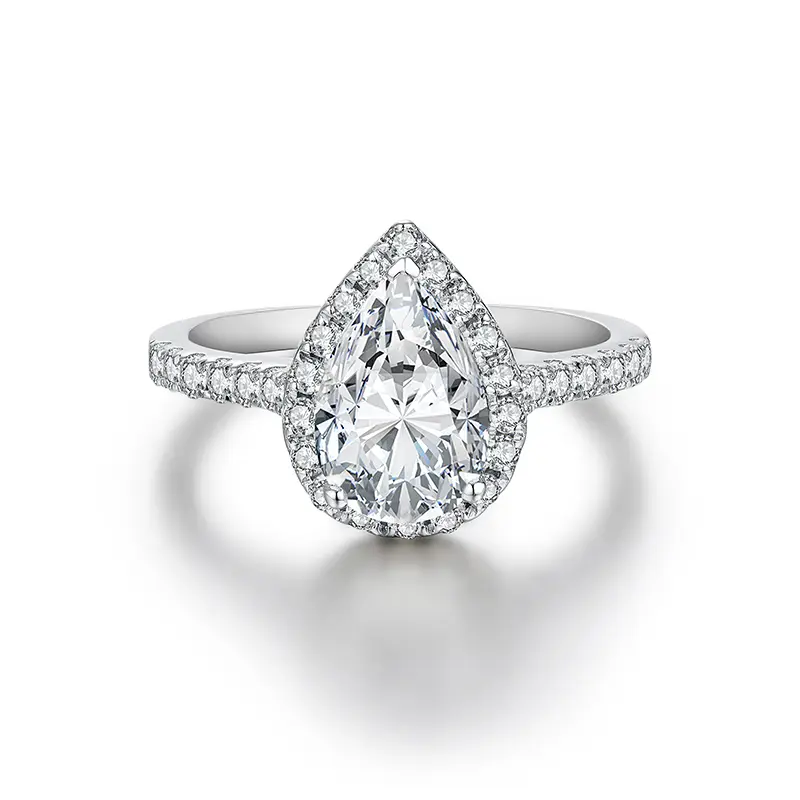 2CT Pear Cut Synthetic Moissanite Rings For Gift 925 Sterling Silver Engagement Wedding Anniversary Ring R062, Engagement Rings summerwins tiktokshopbacktoschool