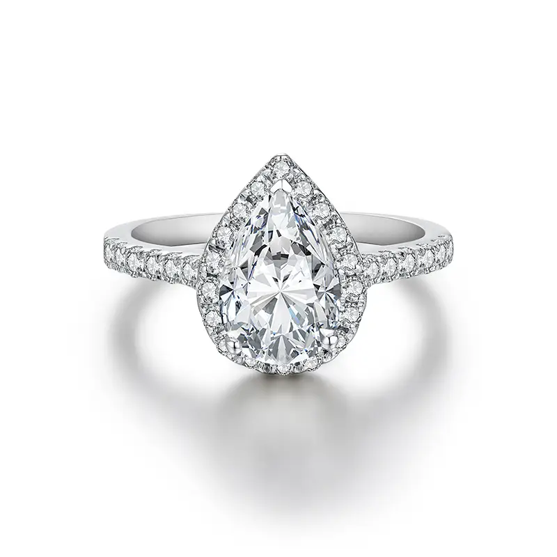 2CT Pear Cut Synthetic Moissanite Rings For Gift Anniversary Ring R062