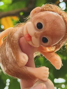 5 inch 12 cm full silicone mini reborn little monkey doll, lifelike soft touch monkey doll, cute face, fake baby, collection, festival, Halloween, birthday, perfect Christmas gift
