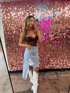 Harper Heavily Distressed Denim Maxi Skirt