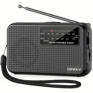 Mini Portable Am Fm Radio Player, Handheld Radio, Emergency Radio, 2aa Battery Powered, Telescopic Antenna, Loud Speaker & Headphone Jack, Lanyard, Ideal for Camping & Hiking